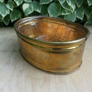 Vintage Miniature Oval Golden Brass Planter